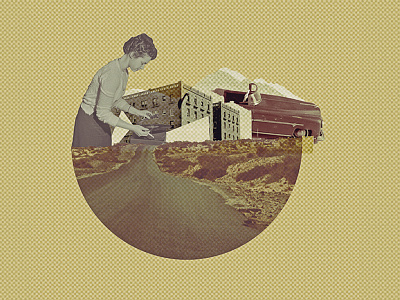 On The Road collage graphic design retro