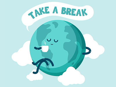 Earth Hour Relax concept cute day designs earth flat hour kawaii symbol