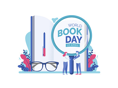 World Book Day Illustration Concept awareness book concept day designs education flat literacy people reading tiny vector