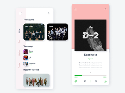 Music player album app collection design k pop mobile music player songs ui