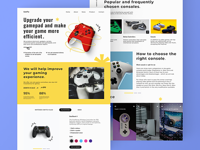 Game Controllers console design gameplay gaming gaming website joystick landing page online store product ps5 shop ui ux web web design website xbox yellow