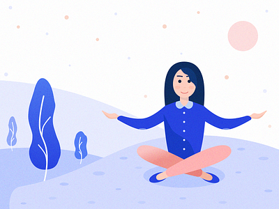 Let’s Meditate calm debut first shot girl hello hello dribbbel illustration meditation