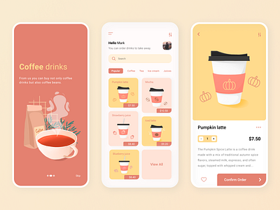 Coffee shop app app design coffee coffee bar coffee cafe app colorful disign mobile ui ux
