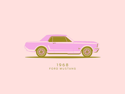 1968 Ford Mustang - Class Retro Vintage Car - Icon automobile automotive branding cars classic classic car design engine ford mustang icon illustration logo mobility mustang retro tire typography vector vintage wheels
