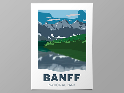 Banff National Park Poster adobe art banff design graphic design illustration illustrator national park poster procreate