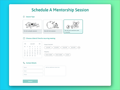 Schedule an session UI