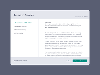 Terms of Service UI 100daysofui dailyui design productdesign terms and conditions terms of service ui ux web design