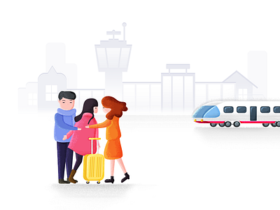 Return home colorful family google illustration springfestival train transport