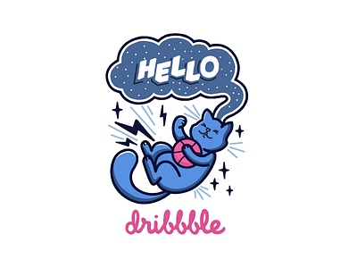 Hello Dribbble cat debut icon icon design illustration shot typography