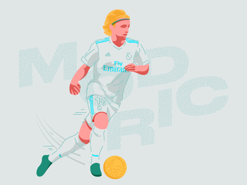 Luka Modrić croatia football illustration la liga real madrid soccer vector