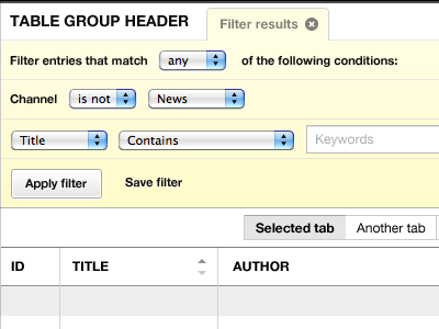 Filtering recent entries w/ close tab v3 ui eecms tables