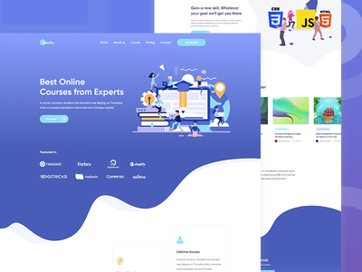 Online Course Landing Page flat gradient illustration landing page onlinecourse education web