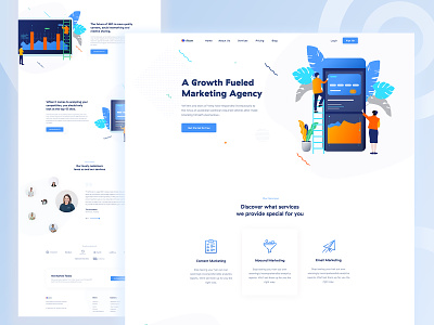 Marketing Agency Landing Page advertising agency business colorful coporate creative illustration landing landing page light marketing minimal seo shapes startup trend ui ux vector website
