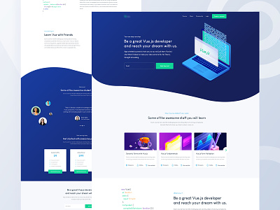 Online Course Landing page V2 agency colorful course creative e learning education educational illustration gradient illustration landing landing page online school study tutorial ui ux vector vue.js web website