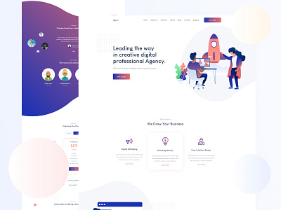 Creative Agency Landing Page V2 agency business colorful corporate creative flat gradient illustration landing landing page marketing startup typography vector website