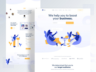 Startup agency landing page 2019 trend agency branding business character colorful creative gradient illustration landing landing page minimal startup trend typography ui ux webdesign website