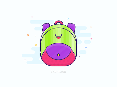 Backpack backpack bag dailyui green illustration mbe mbe style pink purple