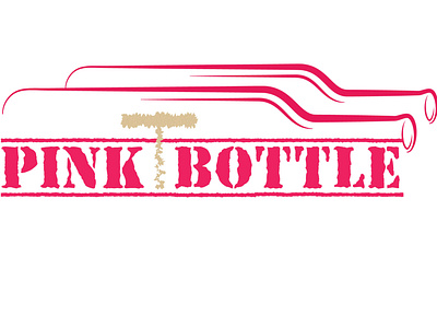 Pink Bottle Wine branding design icon illustration logo typography vector