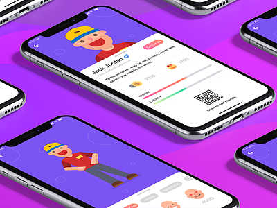 Social personal interface customize cute face iphone x personal qr code ui ux