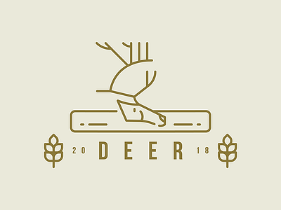DEER animal cute deer flat illustration label logo trees