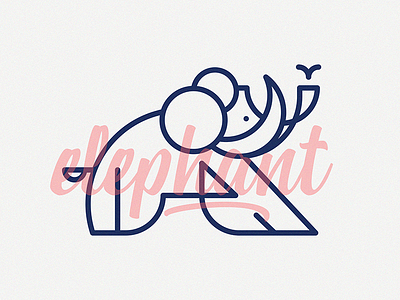 Elephant animal cute elephant flat illustration label logo