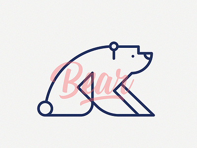 Bear animal bear cute flat illustration label logo