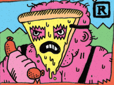 hunger comic horror illustration pizza