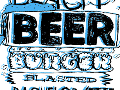 bbb beer burger hand drawn illustration screenprint silk screen t shirt typography