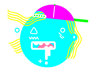 drooling teen character design drool dumb hat icon illustration kid mustache punk teen vector