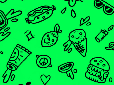 Summertime Pattern beer strawberry cute burger green hot dog ice cream illustration lighter pattern shades sun screen