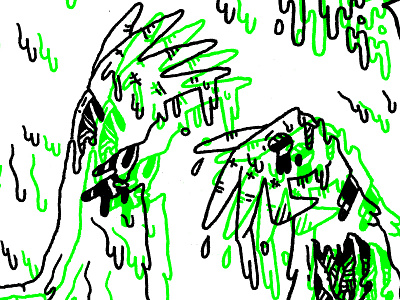 Slimey Hands green hands illustration linework neon slime slimey