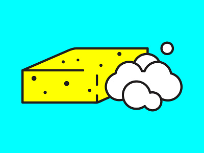 Sponge absorb blue bubbles illustration sponge vector wet yellow