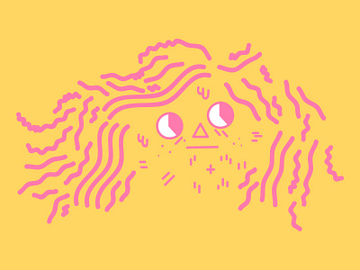 Bad Hair Day frizzy hair illustration linework me pink self portrait vector yellow