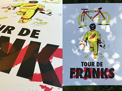 Tour De Franks 3-Color Screen Print akira bike chicago detail hot dogs illustration japanese metal poster red screenprint yellow