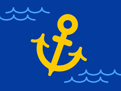 Anchor anchor blue gold icon illustration vector water waves