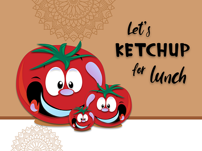 Let s KETCHUP for Lunch art design doodle illustration ketchup mandala tomatoes xd