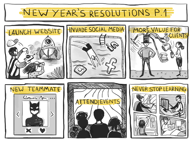 #6 Studio life: New year's resolutions (Part 1 of 2) comics creative studio designer goals happy new year illustration new year 2019 photoshop resolutions team