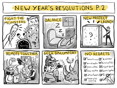 #7 Studio life: New year's resolutions (Part 2 of 2) comics creative studio designer goals illustration new year 2019 photoshop resolutions team