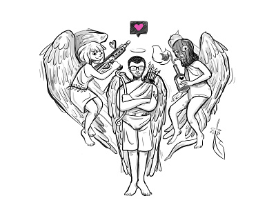 #12 Studio life - The cupid squad angels badass black and white character design creative studio cupids feathers holiday illustration love love day photoshop valentines valentines day