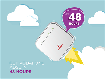 Vodafone ADSL offer 48 adsl hours illustration offer rocket router sky ui ux vodafone