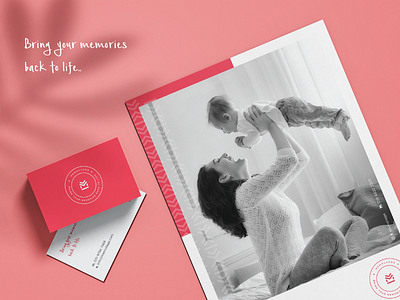 Memollage Branding branding brochure business card gift memories pink