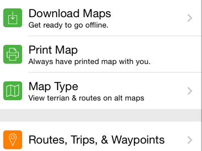 Topo Maps+ New Menu ios menu iphone menu topo maps