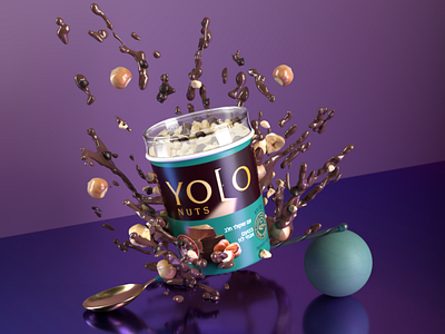 YOLO NUTS 3d 3d render adobe photoshop art chocolate compositing design dimension nuts yolo