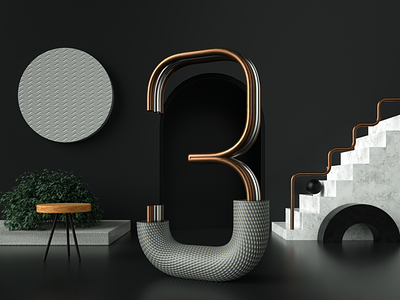 Numbers render's #3 cinema 4d design number octanerender typography