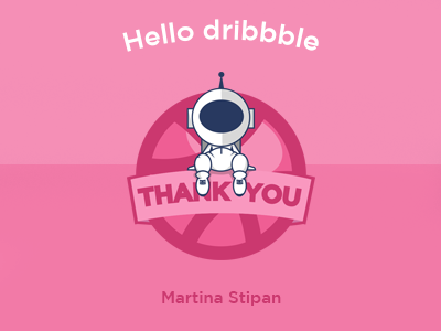 Hello Dribbble! astronaut dribbble thank you vector welcome