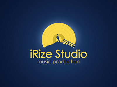 iRize Studio ( music production) blue design gold logo music production wallker
