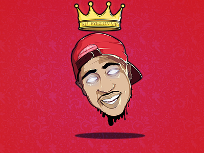 ALL EYEZ ON ME #2pac 2pac all animation cap eyez gold illustration king me on red texture