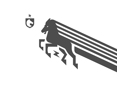 Pegasus animal crest emble emblem energy geometric grids horse identity design lightning logo nature pegasus process thunder