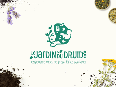Le Jardin du Druide bien être combination mark druid druide healthy jardin logo mark medicinal organic plantes plants symbol type wellness