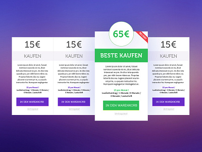 German Pricing Table